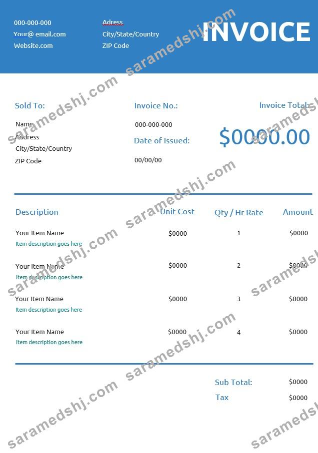 Generic Commercial Invoice Template